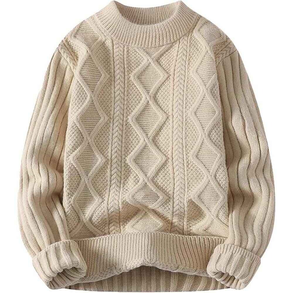 Aelfric‎ Eden Mens Cable Knit Sweater Oversized Chunky Fishermans Mock Neck M